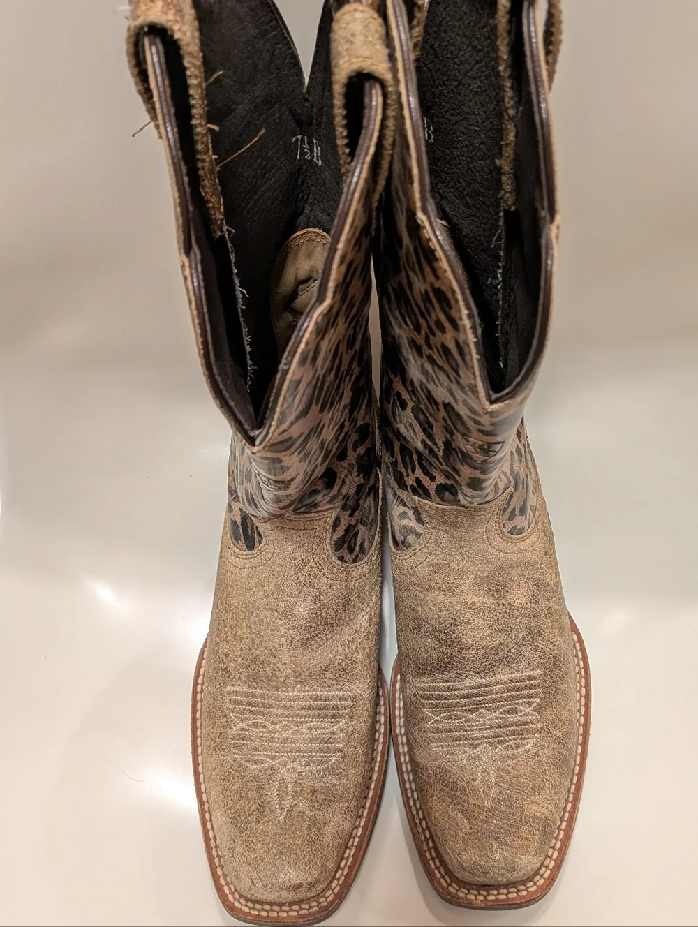 Ariat Legend Leopard Print Western Boots in Brown and Tan - Picture 5 of 11